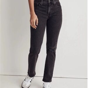 Madewell Mid Rise Perfect Vintage Jean Roxstone Wash Ripped Knee